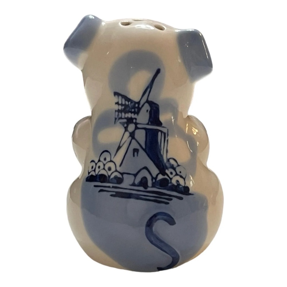 Delft Blue Pigs Salt & Pepper Shakers & Holder Pig Figure Aruba Collectible Set - Picture 13 of 16